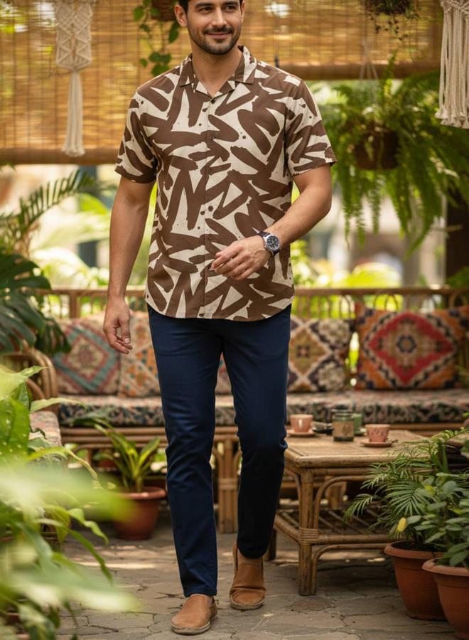 TRULOOM Men Printed Relaxed Fit Cotton Shirt - Image 4